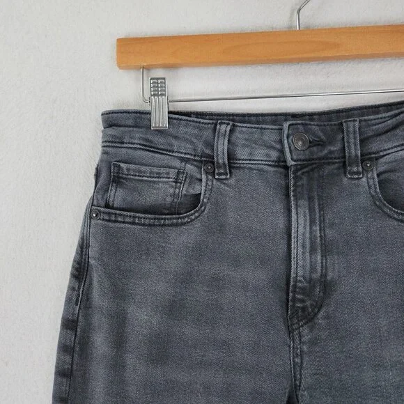 American Eagle Jeans Womens 6 Washed Black Mom Jean Stretch High Rise Denim - Picture 2 of 12